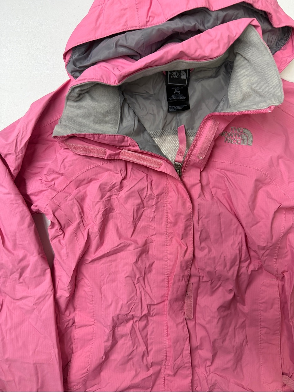 The North Face Girls Resolve HyVent Rain Jacket Pink Hooded S 7/8